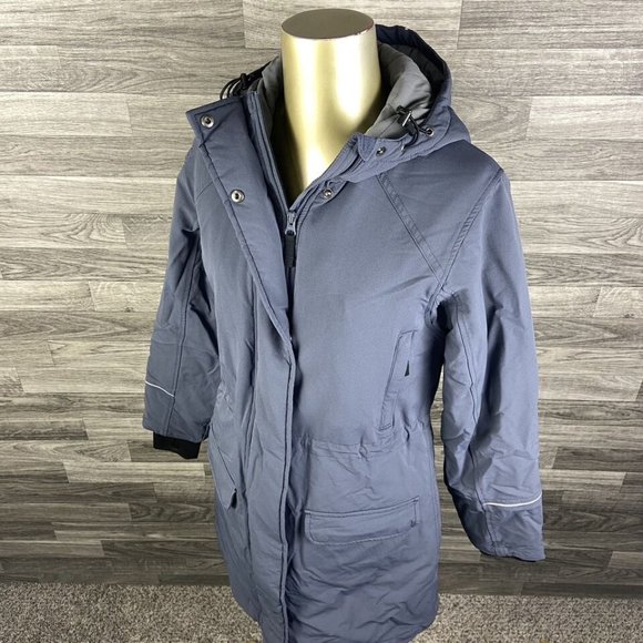 DULUTH TRADING CO. Snap & Zip Up Insulated Grey Hooded Parka Jacket Women's XS - Picture 11 of 12